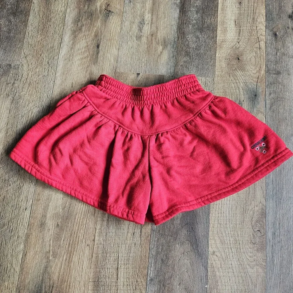 Vintage OshKosh B'gosh Red Fleece Skort Shorts Bloomer Kidcore Coquette 2T